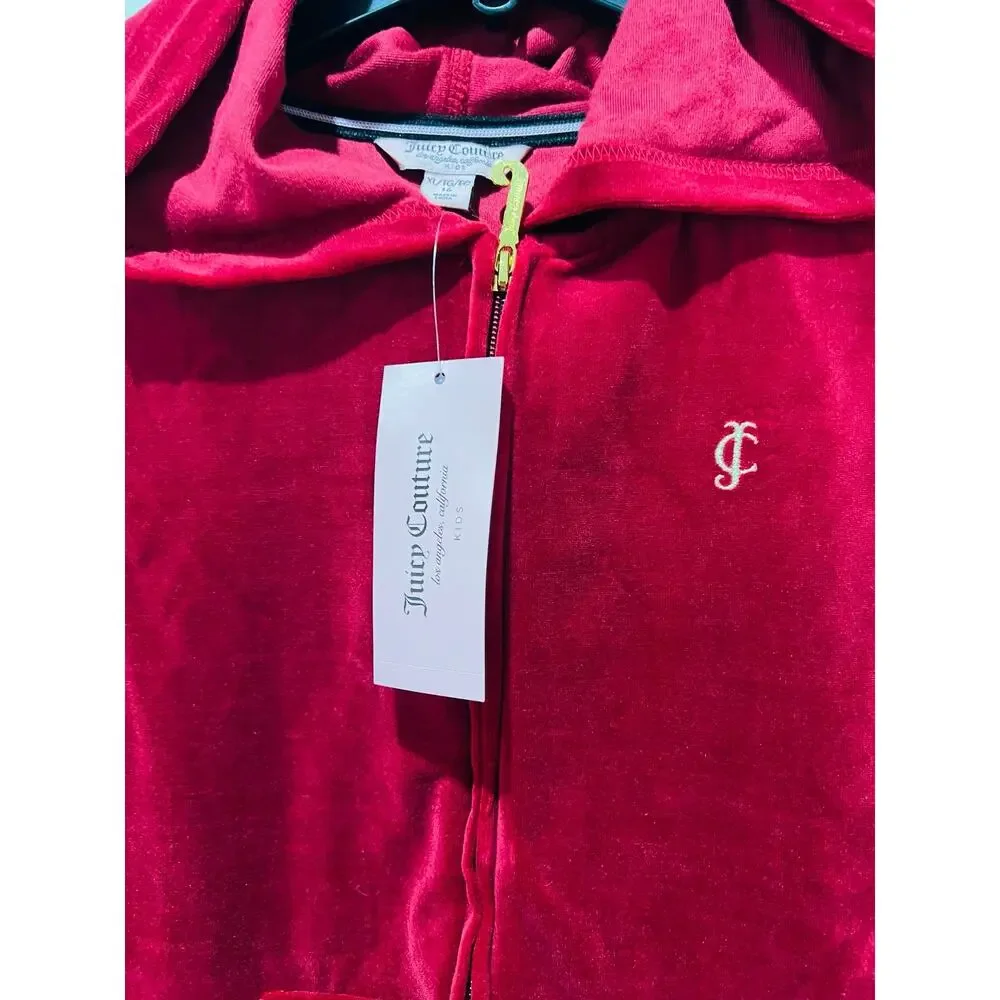 NWT❤️JUICY COUTURE Girl's Foil Print Velour Zip Up Hoodie and legging sets szXL